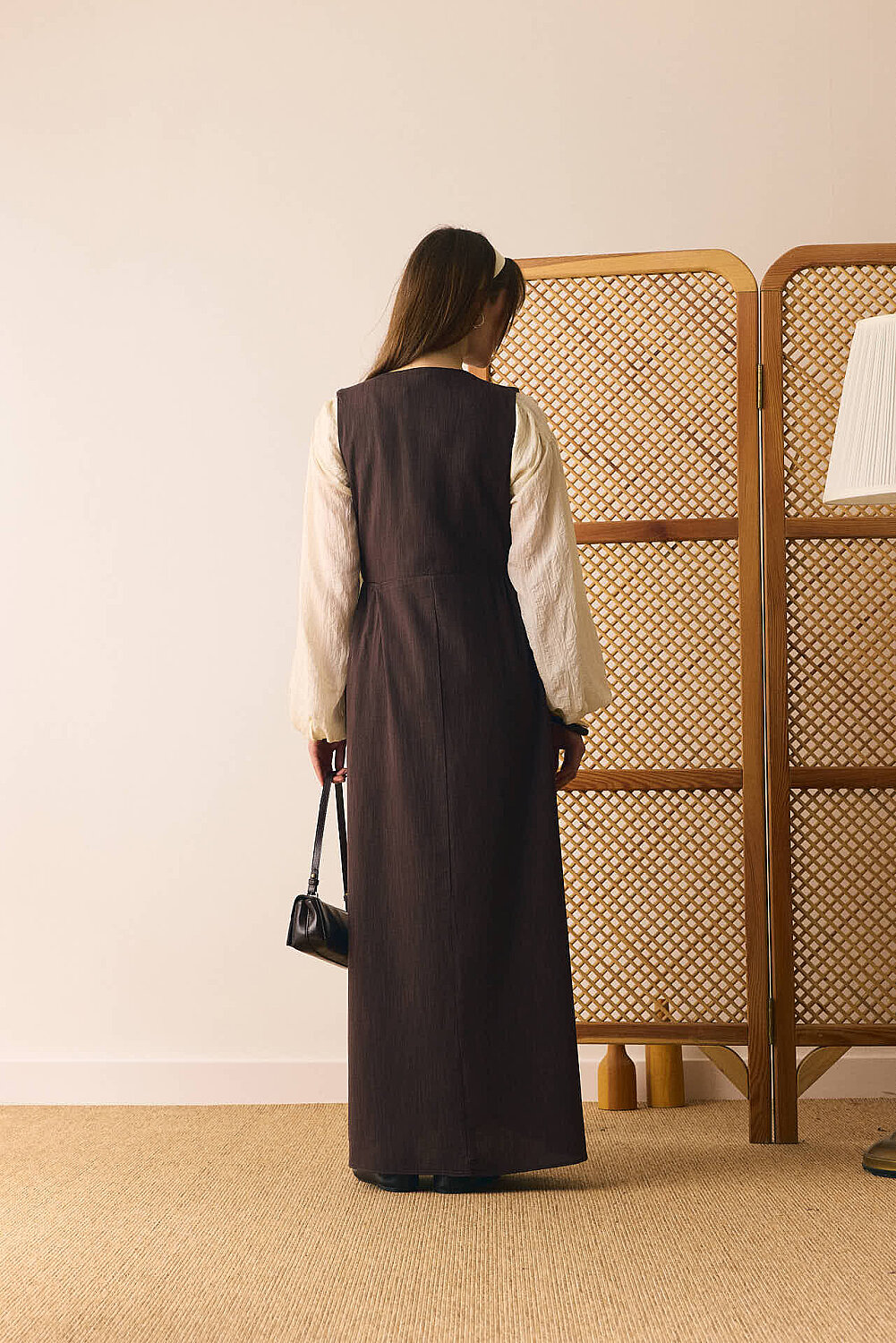 V Yaka Nakışlı Jile Kahverengi - 8