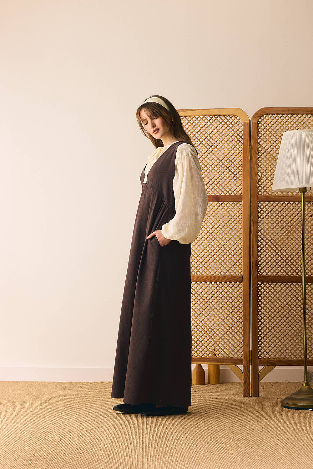 V Yaka Nakışlı Jile Kahverengi - 3