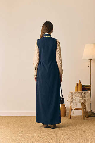 V Yaka Nakışlı Jile Lacivert - 6