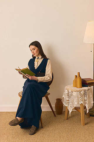 V Yaka Nakışlı Jile Lacivert - 8