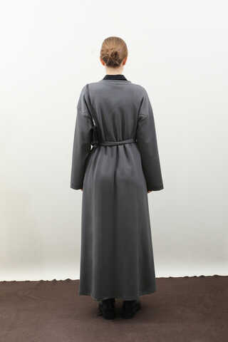 V Yaka Sweat Elbise Antrasit - 12