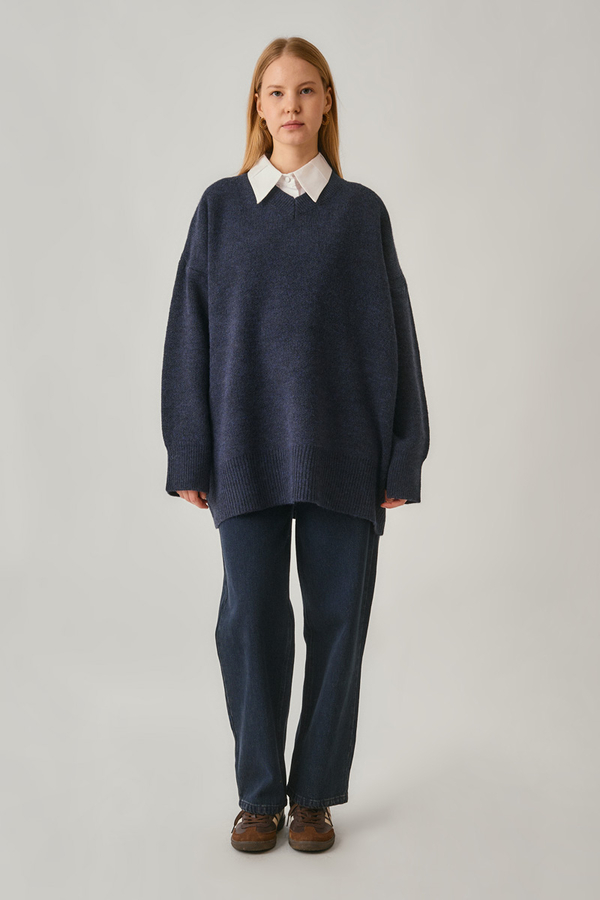 V Yaka Triko Kazak Lacivert - 2