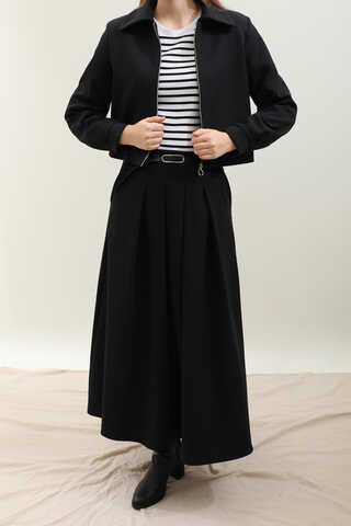 Vatkalı Ceket Etek Takım Siyah - 1