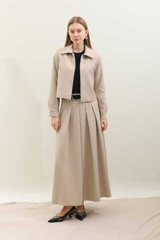 Vatkalı Ceket Etek Takım Taş - 2