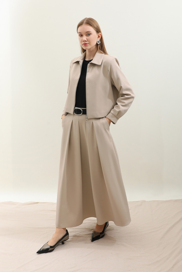 Vatkalı Ceket Etek Takım Taş - 3