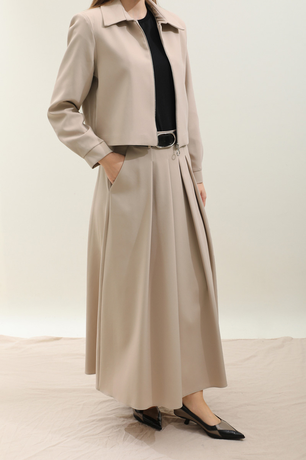 Vatkalı Ceket Etek Takım Taş - 4