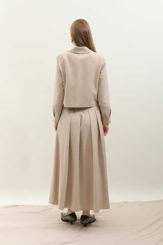 Vatkalı Ceket Etek Takım Taş - 9