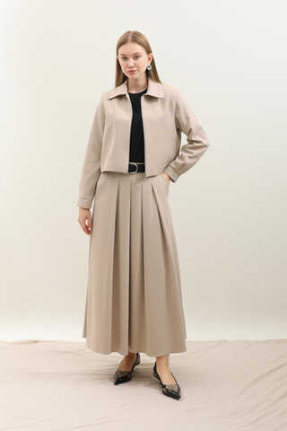 Vatkalı Ceket Etek Takım Taş - 1