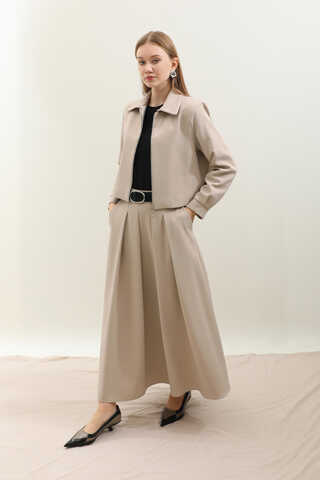 Vatkalı Ceket Etek Takım Taş - 3