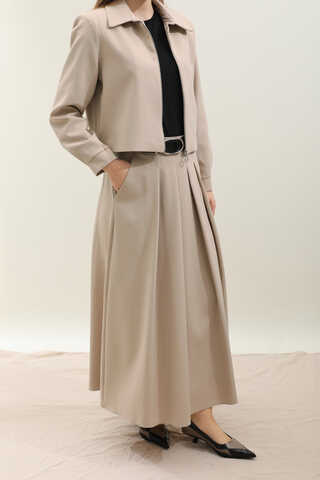 Vatkalı Ceket Etek Takım Taş - 4