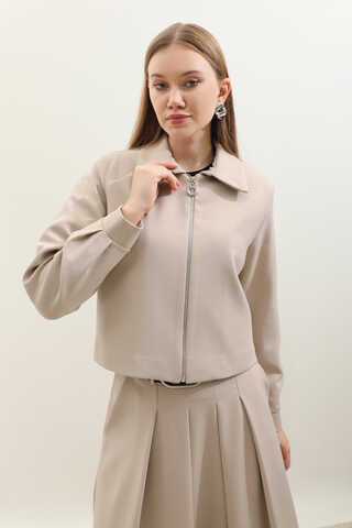 Vatkalı Ceket Etek Takım Taş - 7