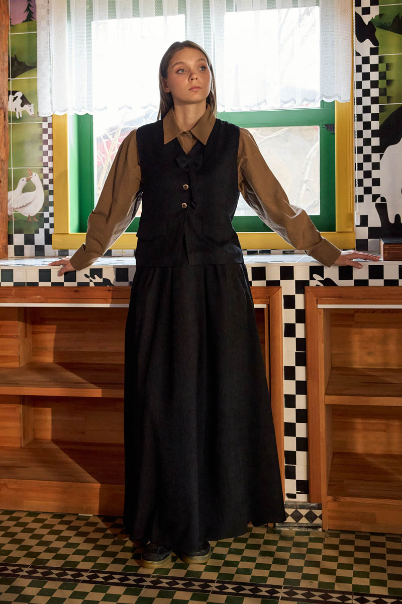 Velvet Skirt Set Black