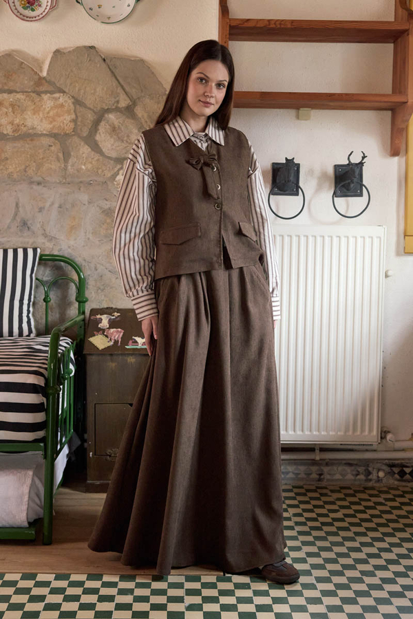 Velvet Skirt Set Brown - 4