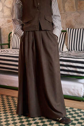 Velvet Skirt Set Brown - 6