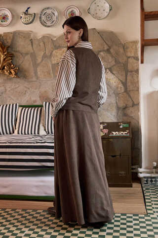 Velvet Skirt Set Brown - 7