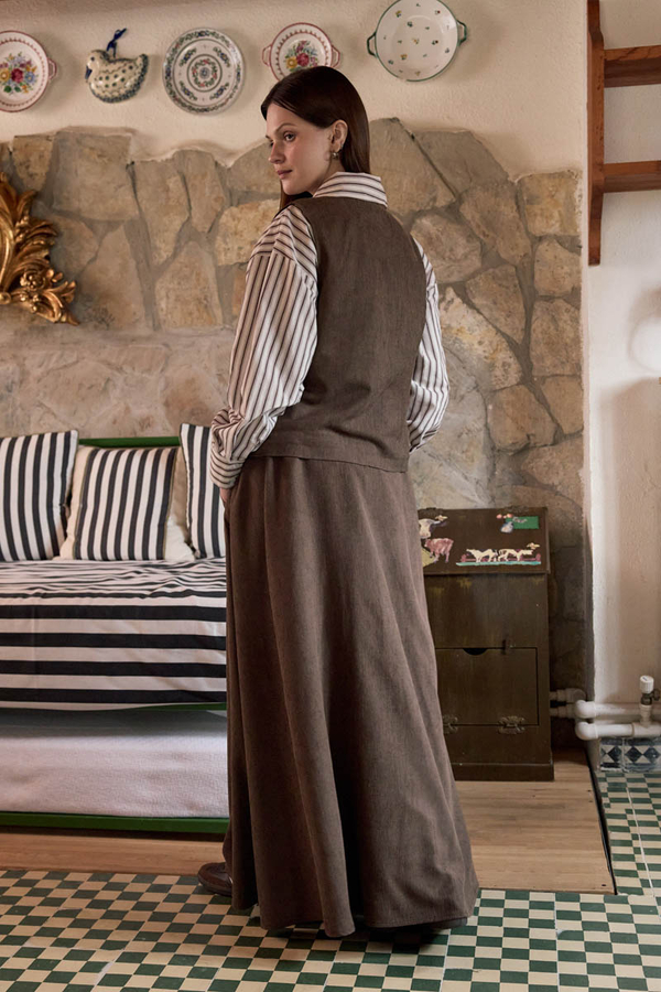 Velvet Skirt Set Brown - 7