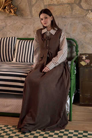 Velvet Skirt Set Brown - 1