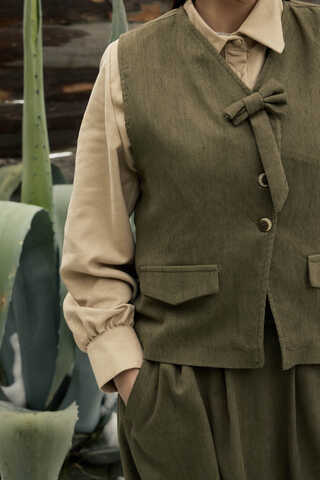 Velvet Skirt Set Khaki - 3