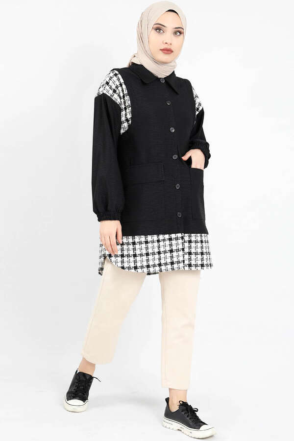 Vest Detailed Shirt Black - 1