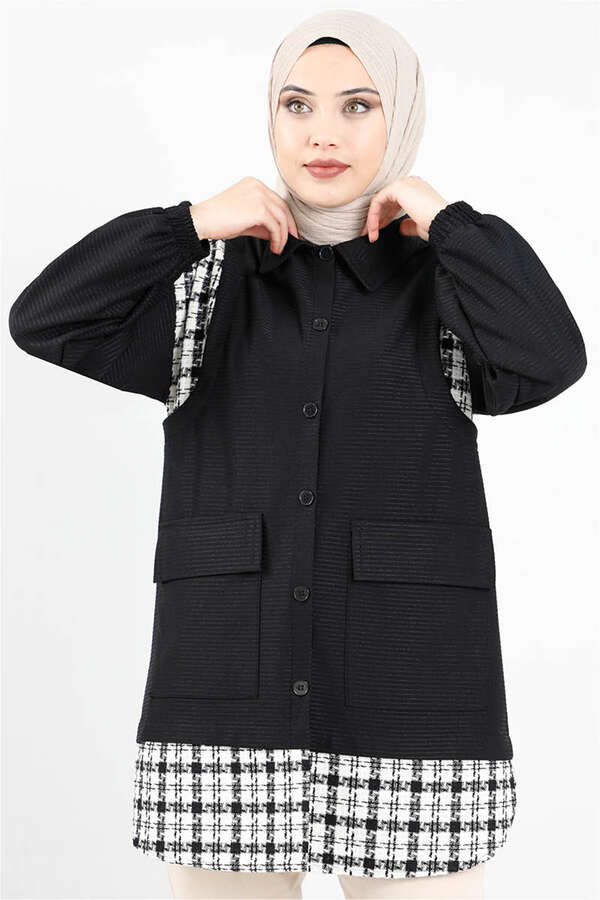Vest Detailed Shirt Black - 2