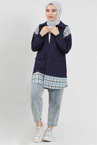 Vest Detailed Shirt Navy Blue - 2