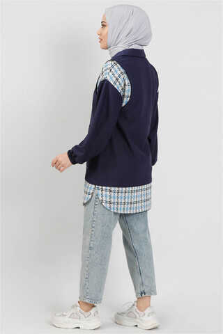 Vest Detailed Shirt Navy Blue - 4