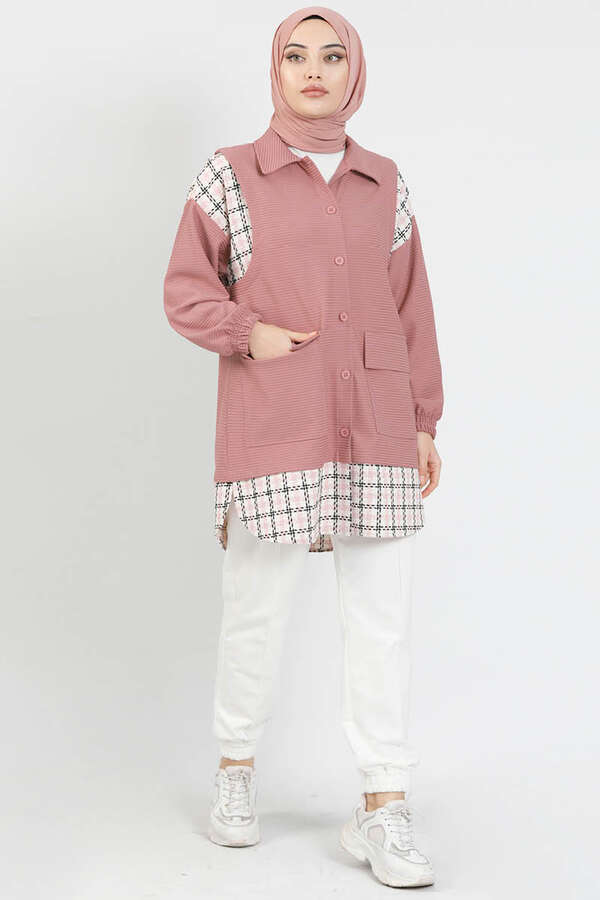 Vest Detailed Shirt Powder - 2