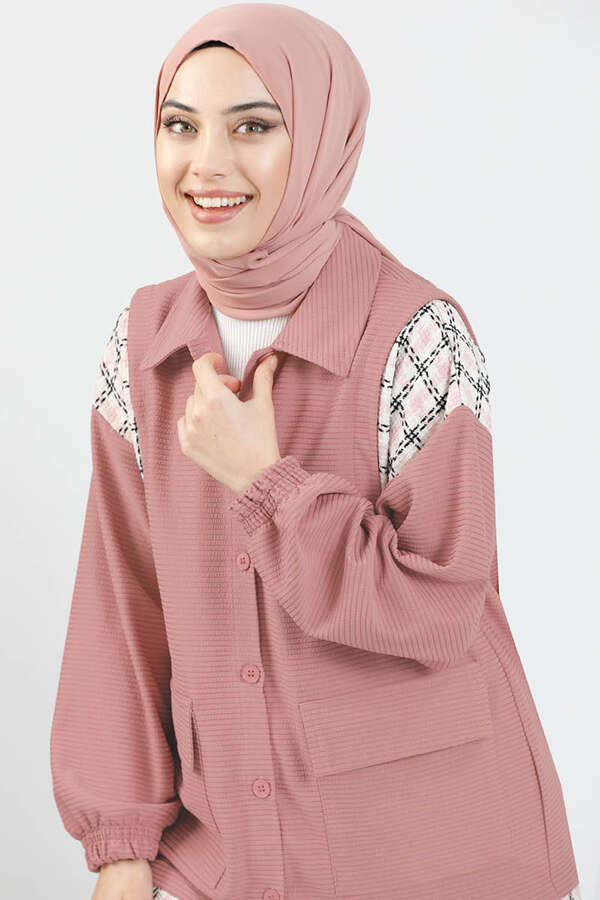 Vest Detailed Shirt Powder - 3