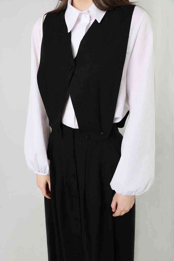 Vest Detailed Skirt Set Black - 4