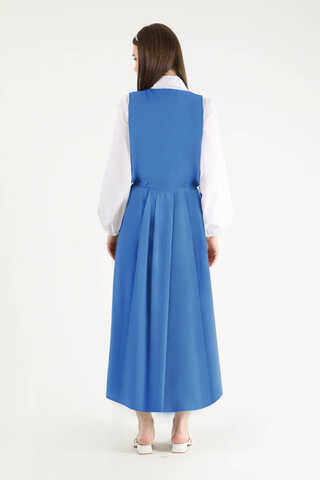 Vest Detailed Skirt Set Blue - 4