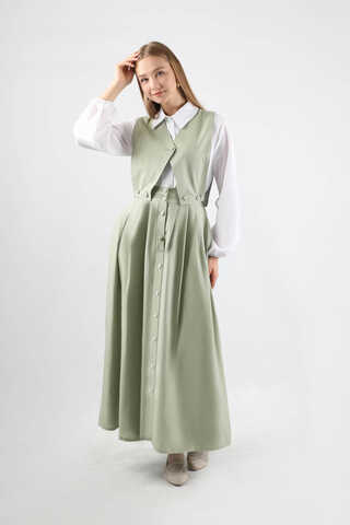 Vest Detailed Skirt Set Mint - 3