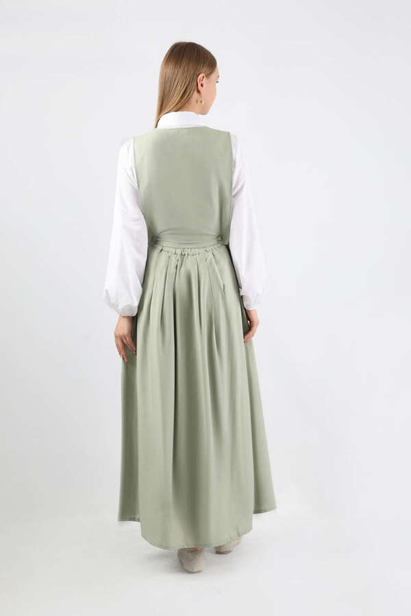 Vest Detailed Skirt Set Mint - 5