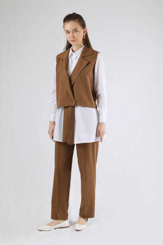 Vest Shirt Suit Brown - 1
