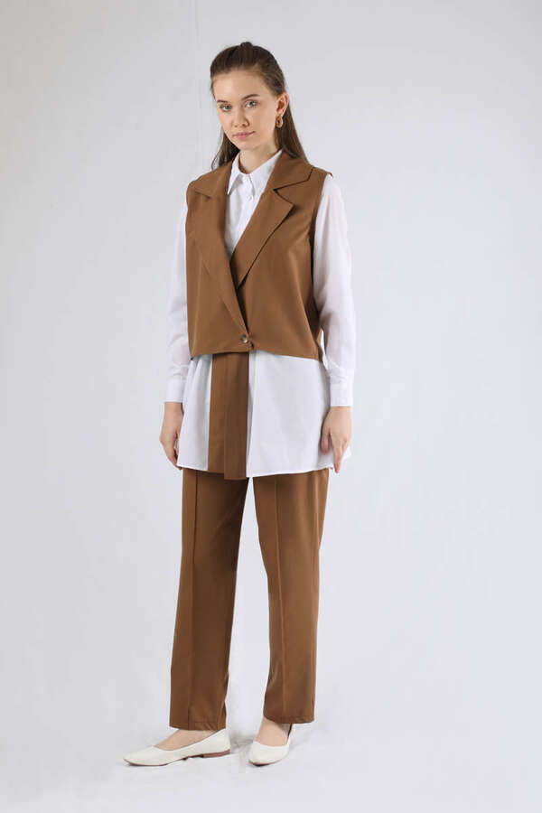 Vest Shirt Suit Brown 