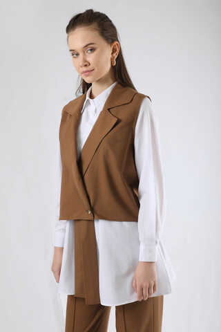 Vest Shirt Suit Brown - 2
