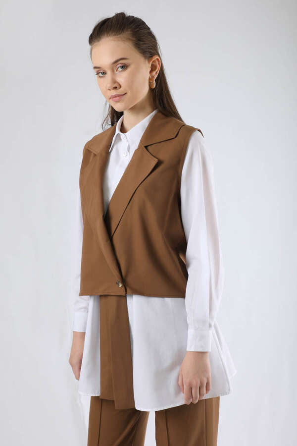 Vest Shirt Suit Brown - 2
