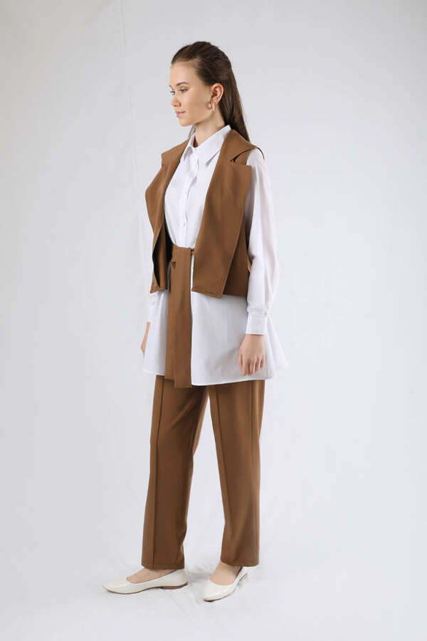 Vest Shirt Suit Brown - 4