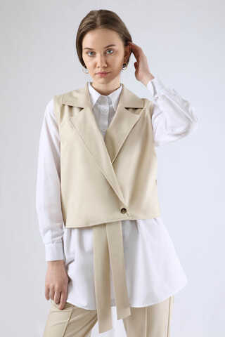 Vest Shirt Suit Cream - 2