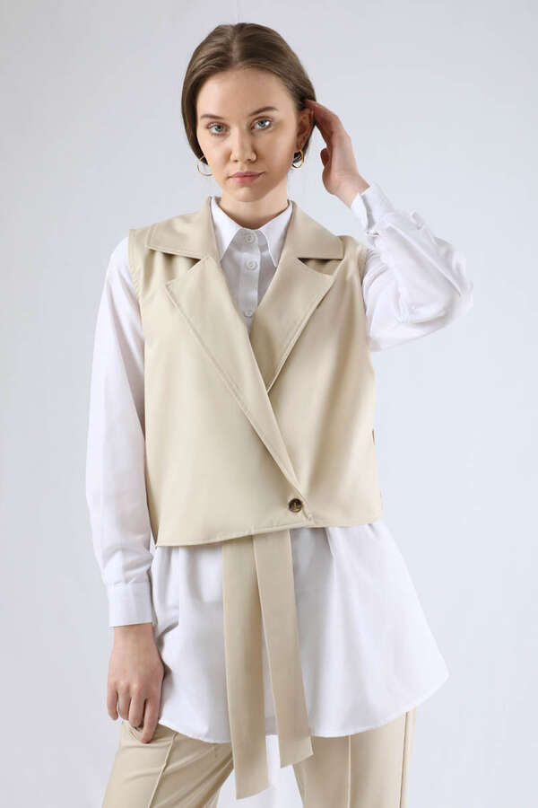 Vest Shirt Suit Cream - 2