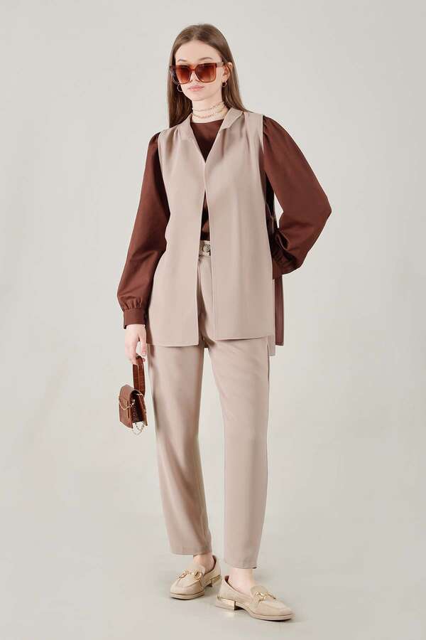 Vest Tunic Suit Beige - 3