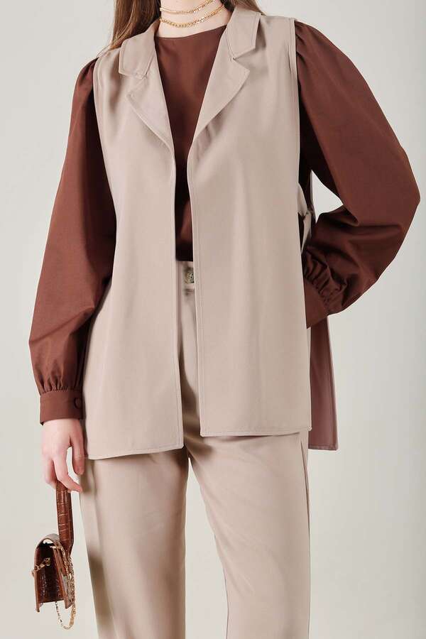 Vest Tunic Suit Beige - 4