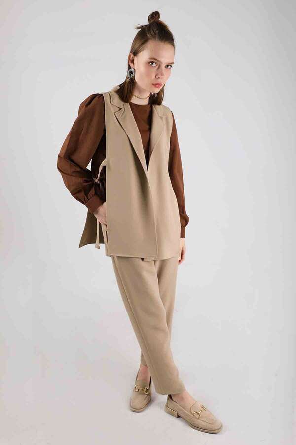 Vest Tunic Suit Camel - 3