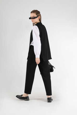 Vest Tunic Suit Dark Black White - 5