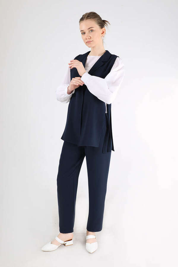 Vest Tunic Suit Navy Blue - 1