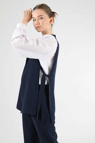 Vest Tunic Suit Navy Blue - 4