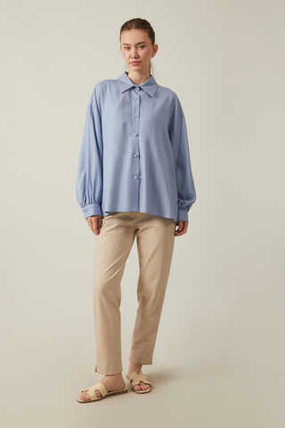Viscose Linen Shirt Baby Blue - 1
