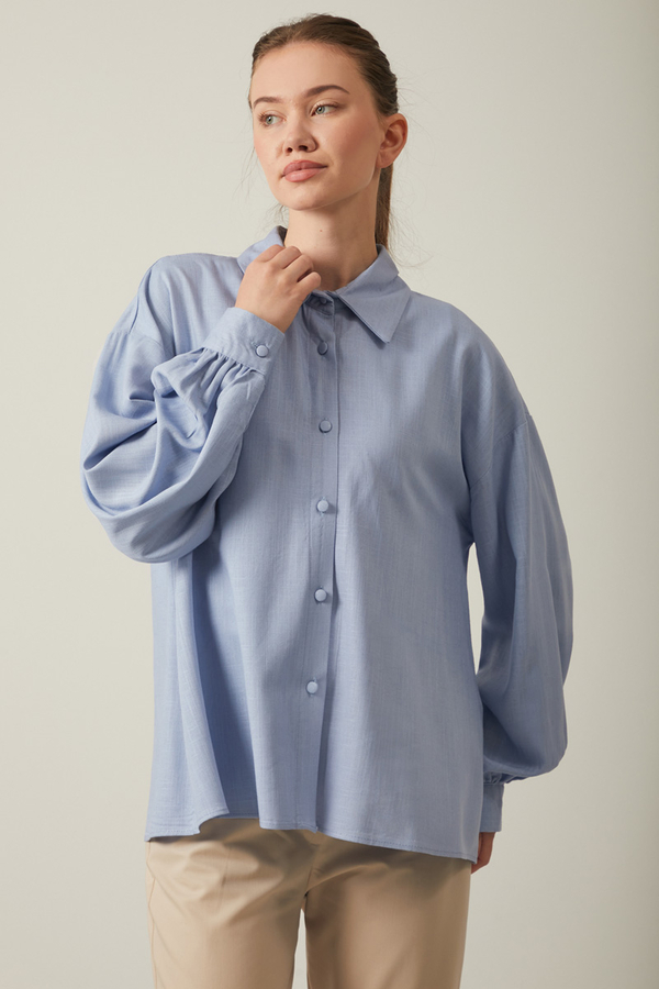 Viscose Linen Shirt Baby Blue - 3