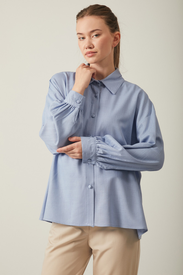 Viscose Linen Shirt Baby Blue - 7