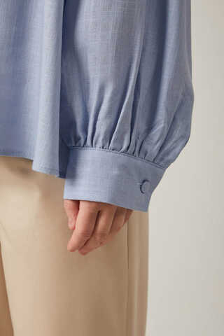 Viscose Linen Shirt Baby Blue - 8