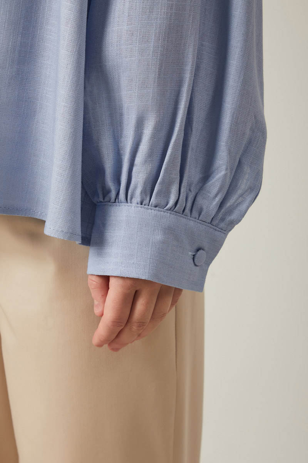 Viscose Linen Shirt Baby Blue - 8